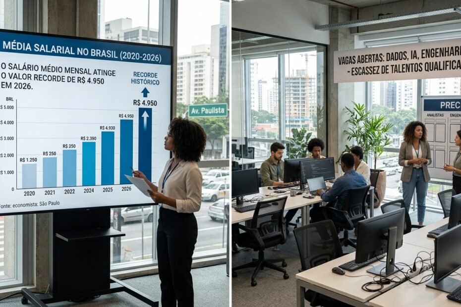 Salário médio bate recorde no Brasil em 2026, mas ainda existe uma lacuna gigante de mão de obra qualificada