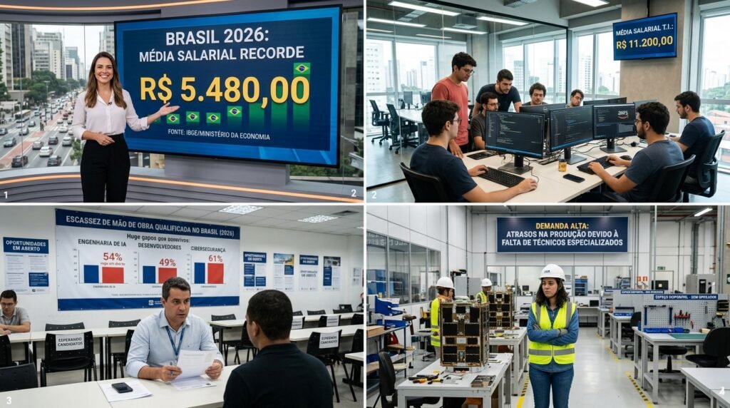 Salário médio bate recorde no Brasil em 2026, mas ainda existe uma lacuna gigante de mão de obra qualificada
