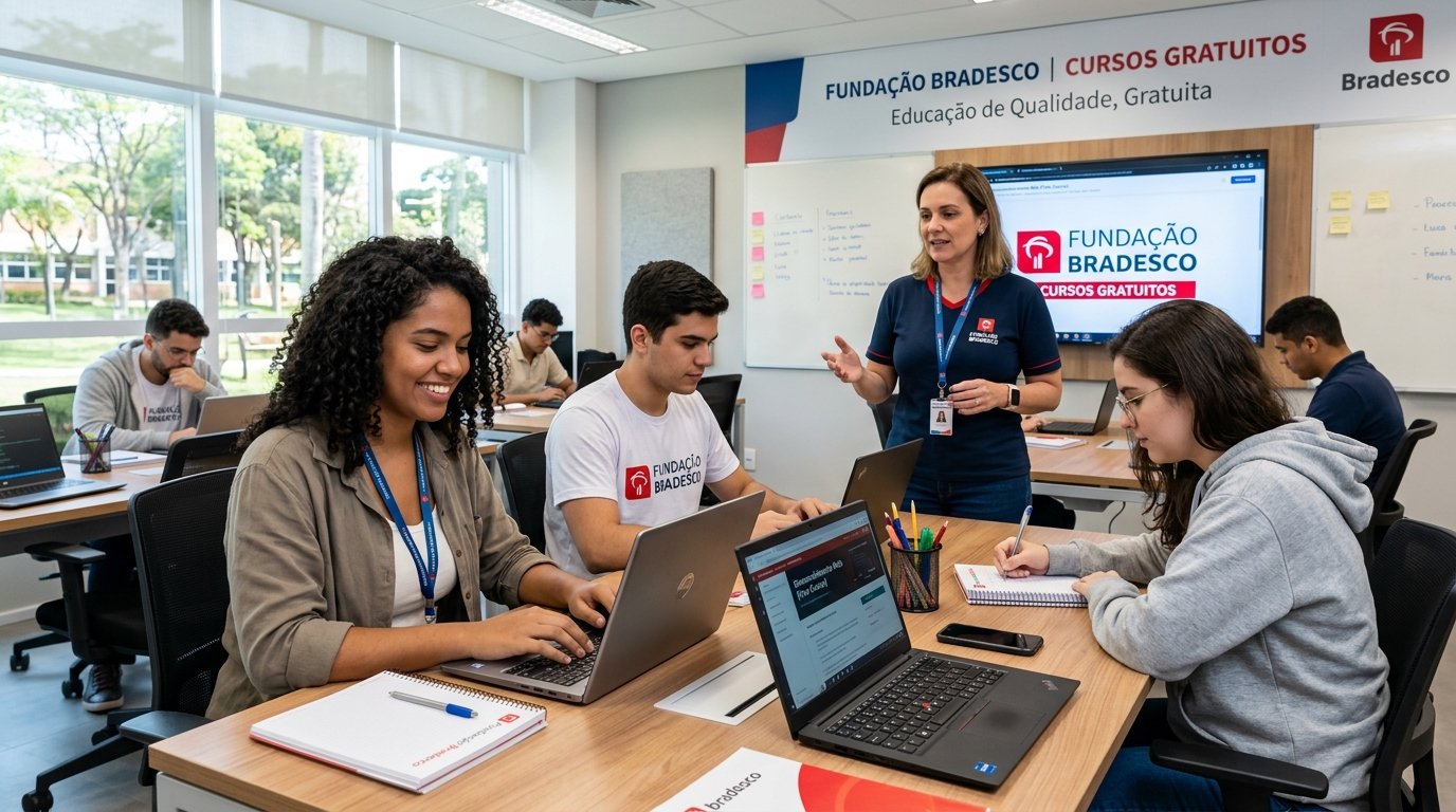 Cursos gratuitos da Fundação Bradesco incluem ferramentas de produtividade e inteligência artificial