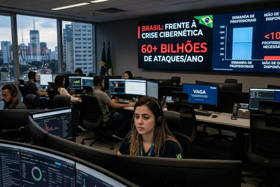 Cibersegurança vira a área mais crítica do Brasil, com mais de 60 bilhões de ataques por ano e menos de 10% dos profissionais necessários
