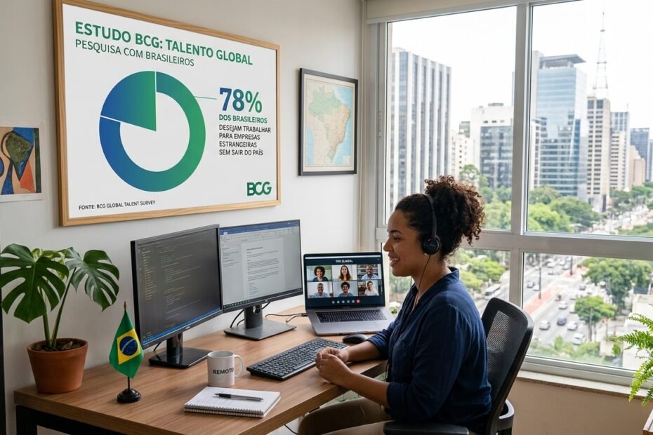 78% dos brasileiros querem trabalhar para empresas estrangeiras sem sair do país, revela pesquisa do BCG sobre talentos globais