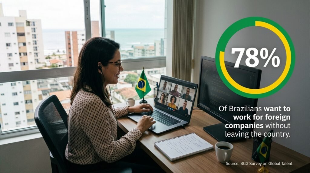 78% dos brasileiros querem trabalhar para empresas estrangeiras sem sair do país, revela pesquisa do BCG sobre talentos globais